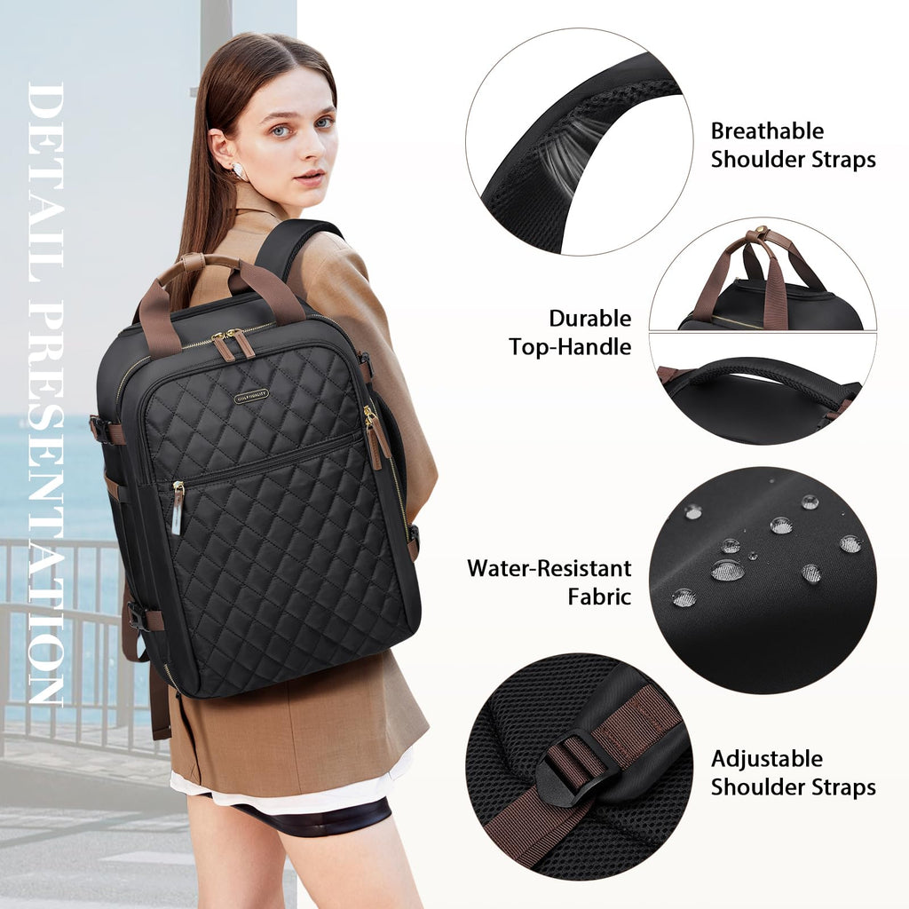 Black Rolling Laptop Backpack with Wheels K44070