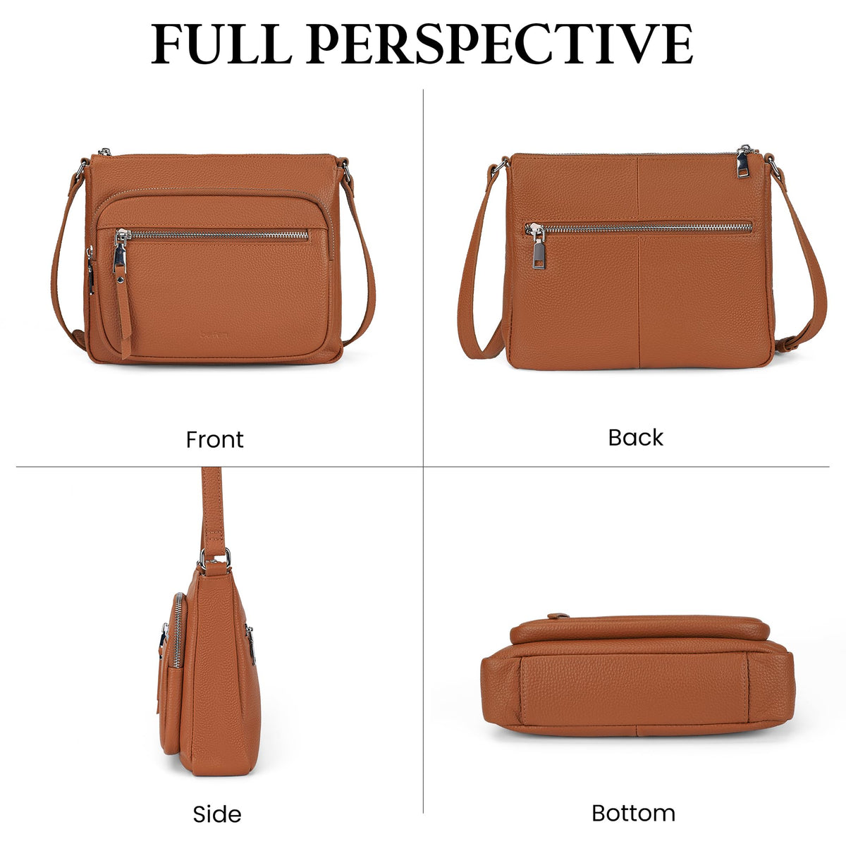 Anti Theft Genuine Leather Crossbody Bag with Wallet D596533