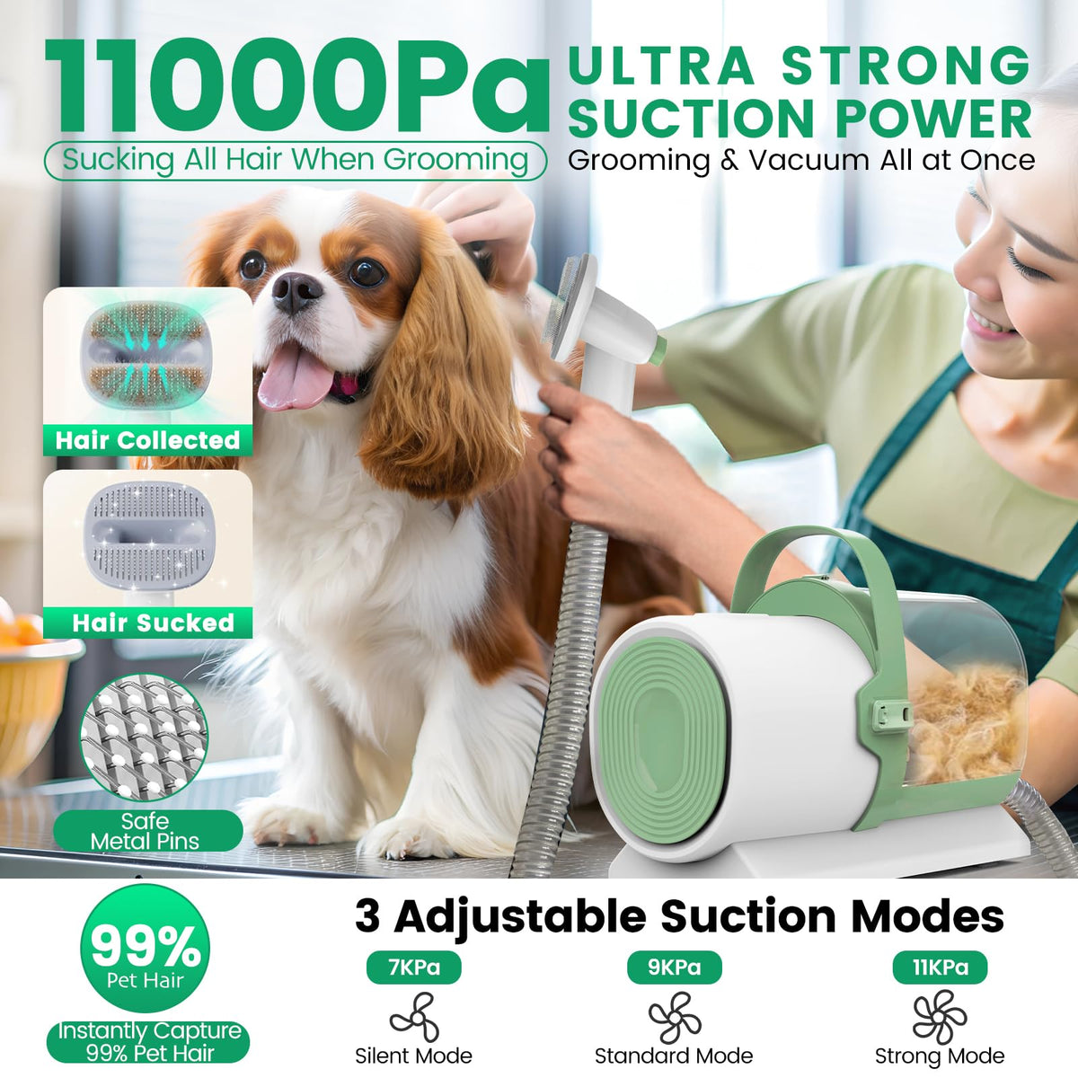 Dog Grooming Vacuum, 7 Grooming Tools 2.5L Dust Cup 11000Pa O4145
