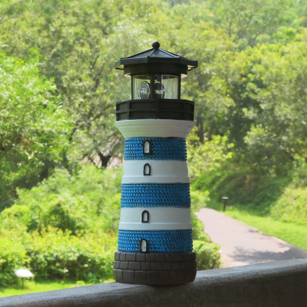 Solar Lighthouse Rotating Beacon Led Yard Statue H77399