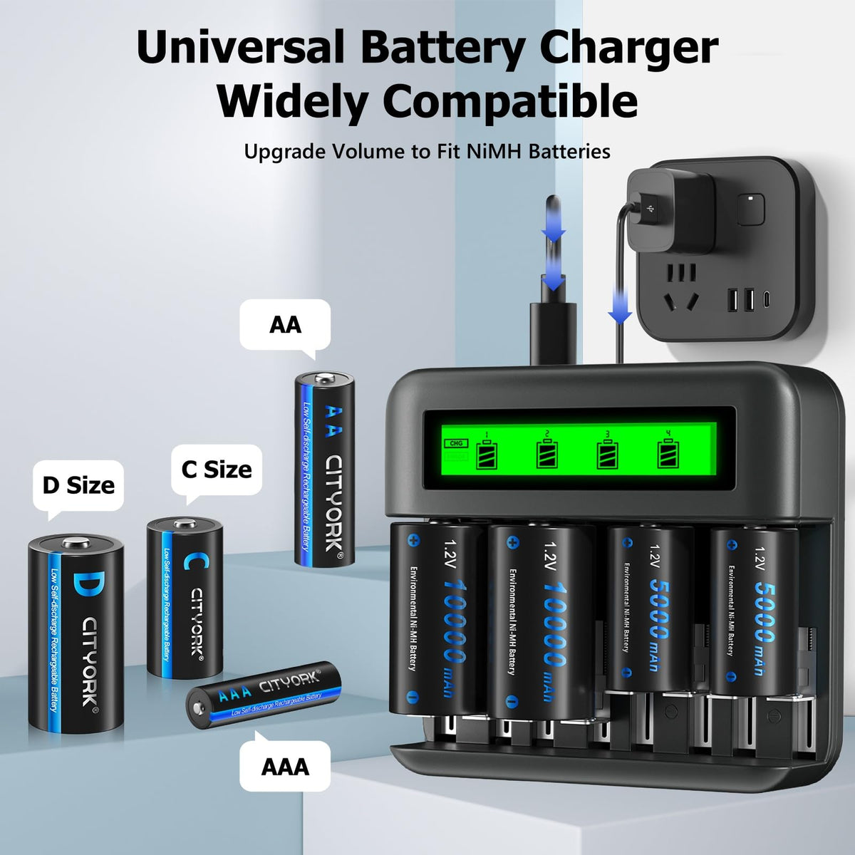 4 Pack Rechargeable D Batteries with Charger W71414