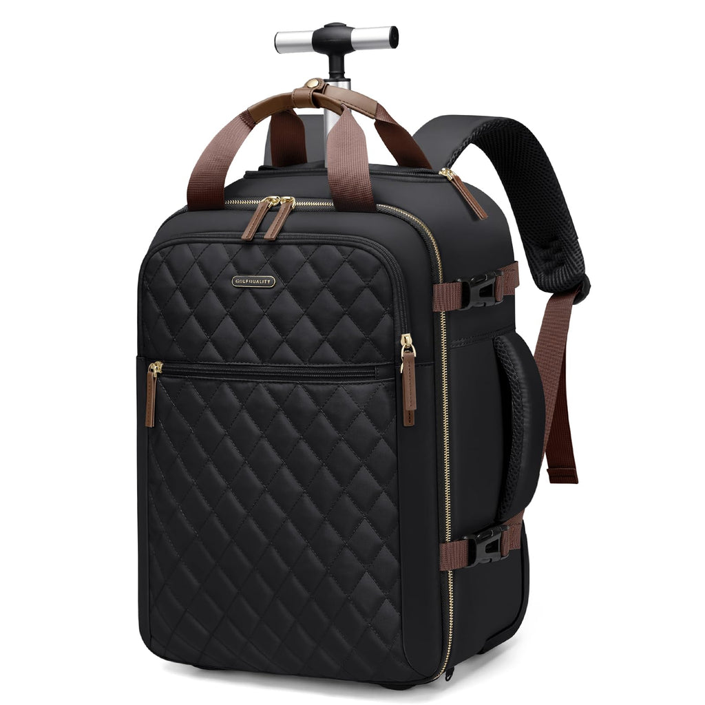 Black Rolling Laptop Backpack with Wheels K44070