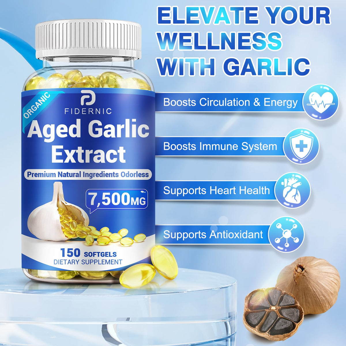 Odorless Organic Garlic Supplement 150 Softgels Z52056