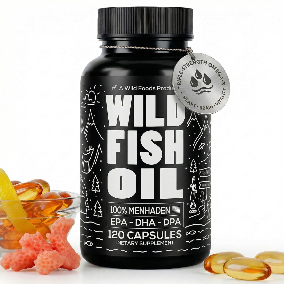Fish Oil Omega 3 Supplements 120 Capsules K520384