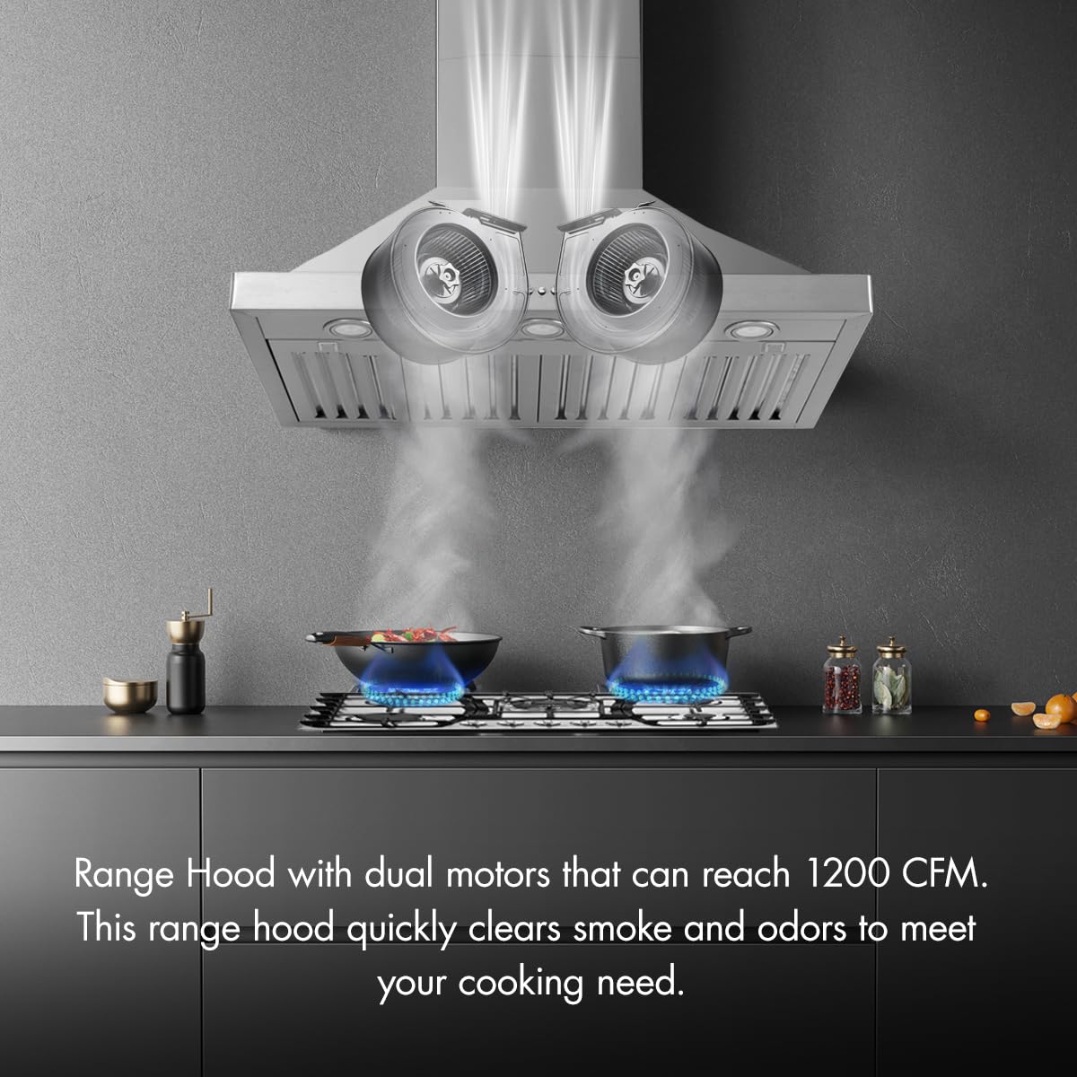 48 inch 800CFM Stainless Steel Wall Mount Range Hood X5276