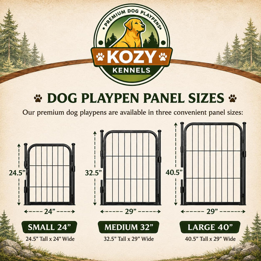 24 inch 8 Panel Portable Black Metal Pet Playpen K2706