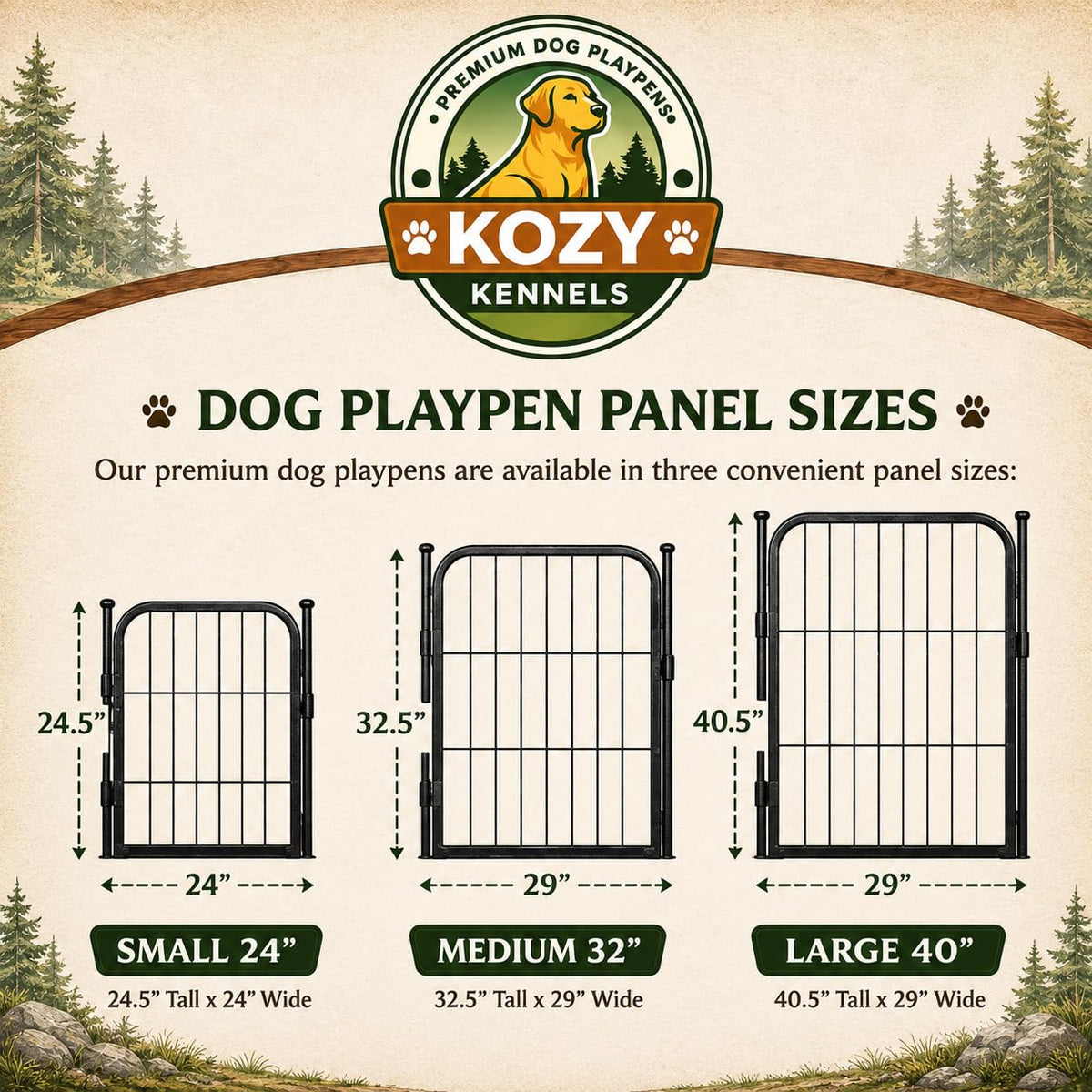 24 inch 8 Panel Portable Black Metal Pet Playpen K2706