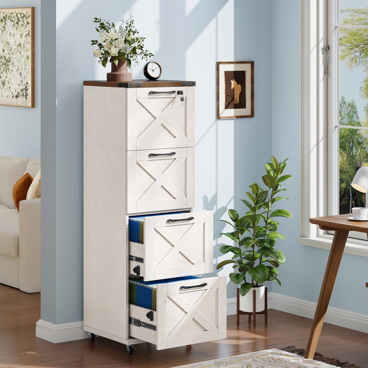 White 4 Drawer Filing Cabinet P110
