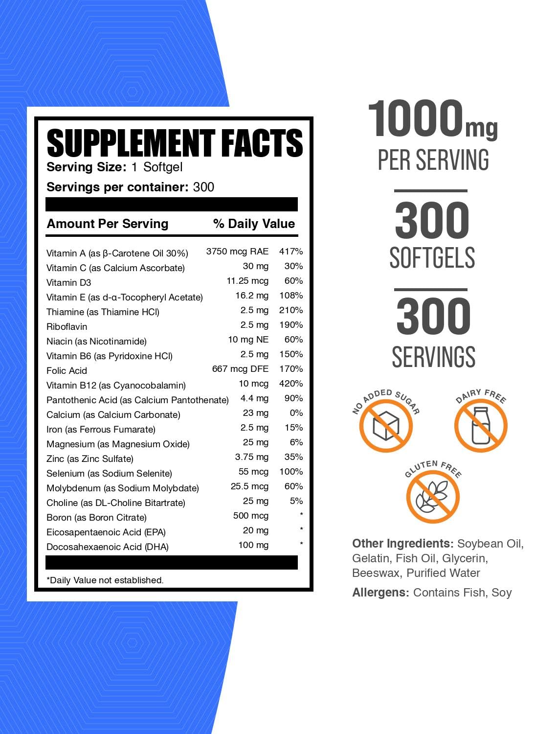 Multivitamin Softgels with Fish Oil 300 Count R25622