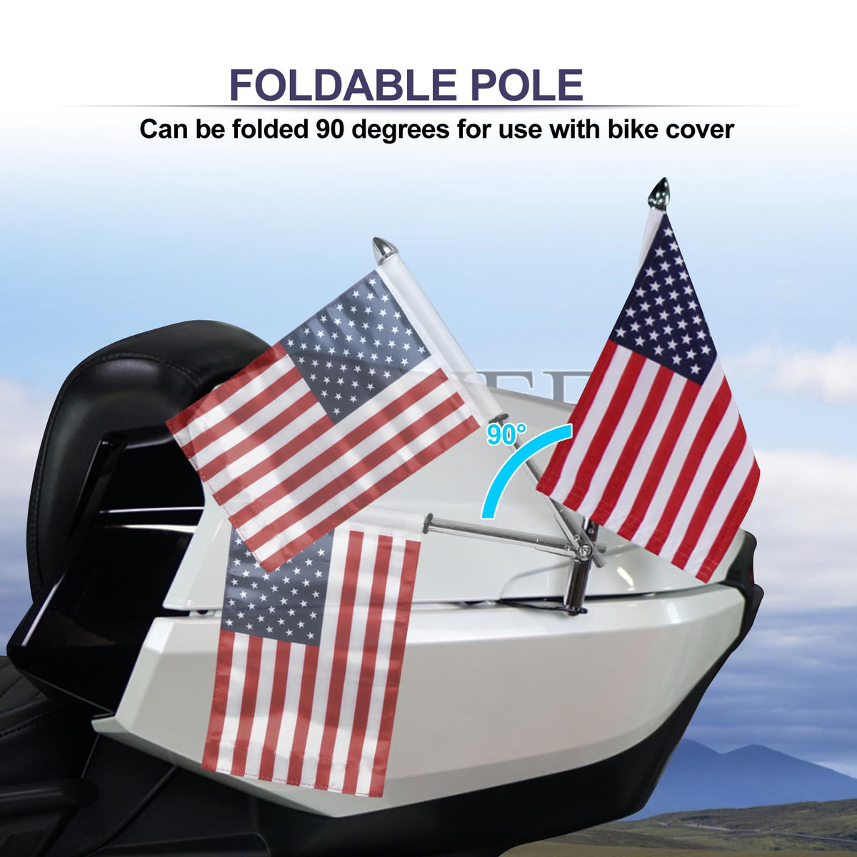 2 Pack Stainless Steel Flag Pole Mount Kit with 6pcs Flags Y39248