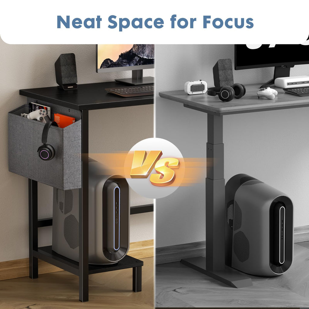 L Shaped Computer Corner Desk with PC Stand, Black W93659