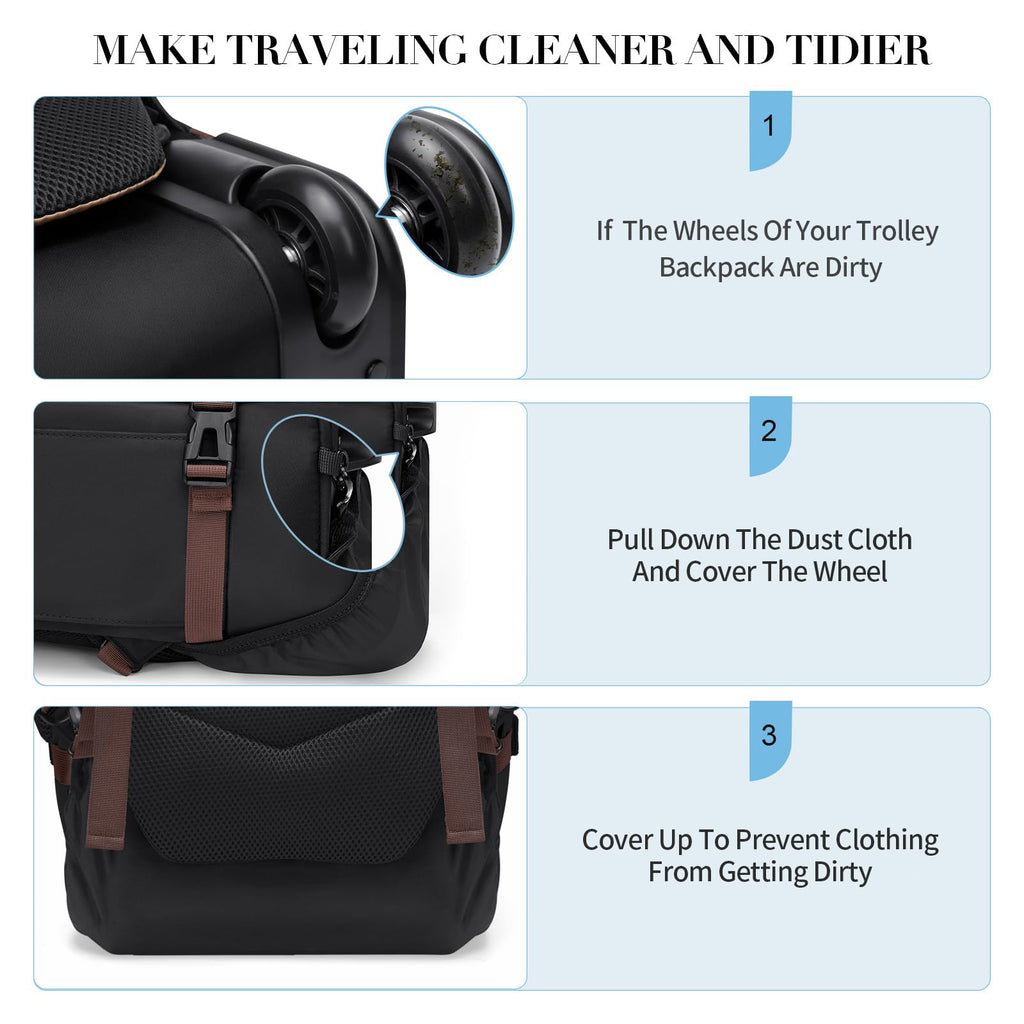 Black Rolling Laptop Backpack with Wheels K44070