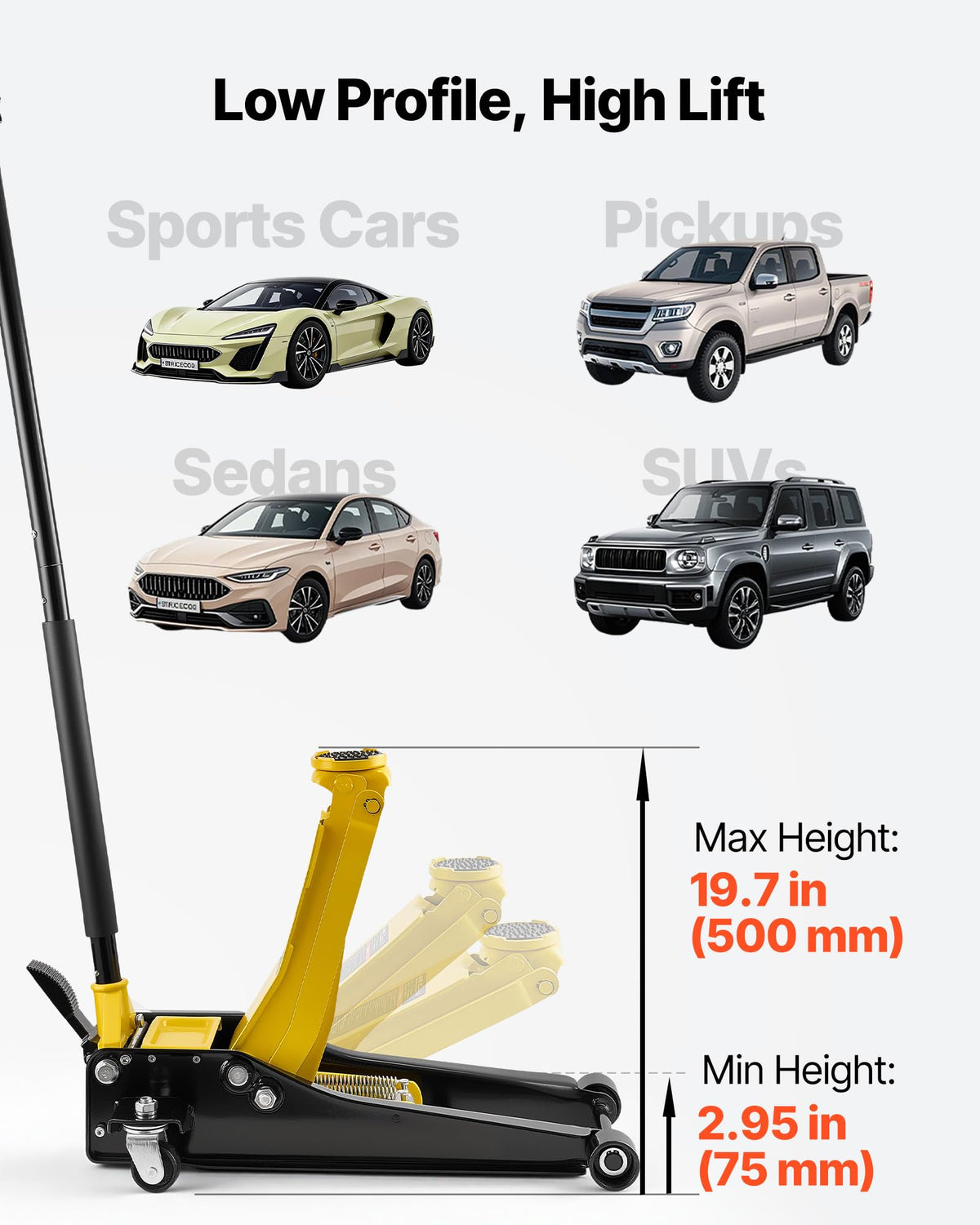 3 Ton Steel Hydraulic Floor Jack with SUV Adapter M3762