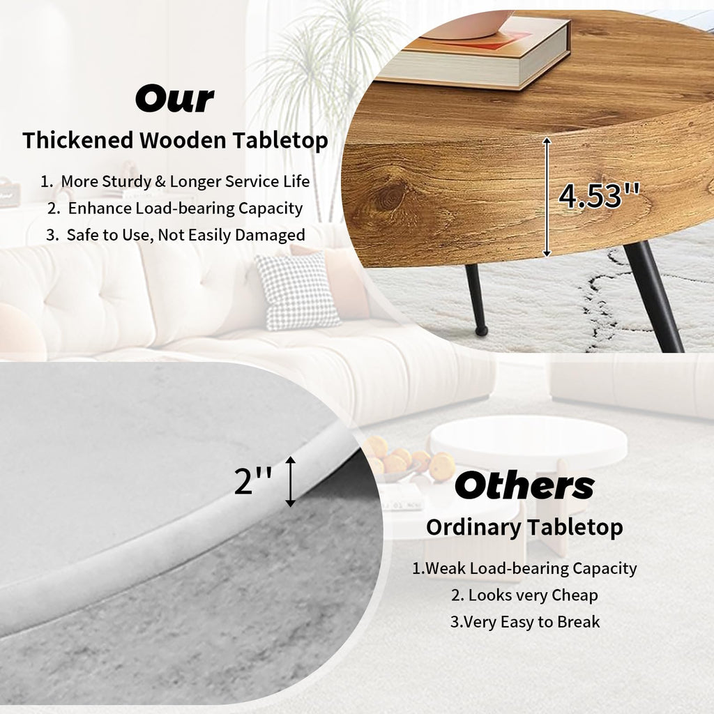 Round Wood Coffee Table with Metal Legs K712150