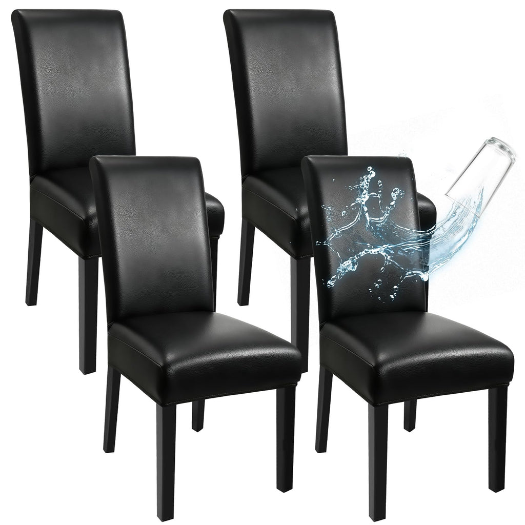 Black Set of 4 Stretch Waterproof Dining Chair Covers B631853