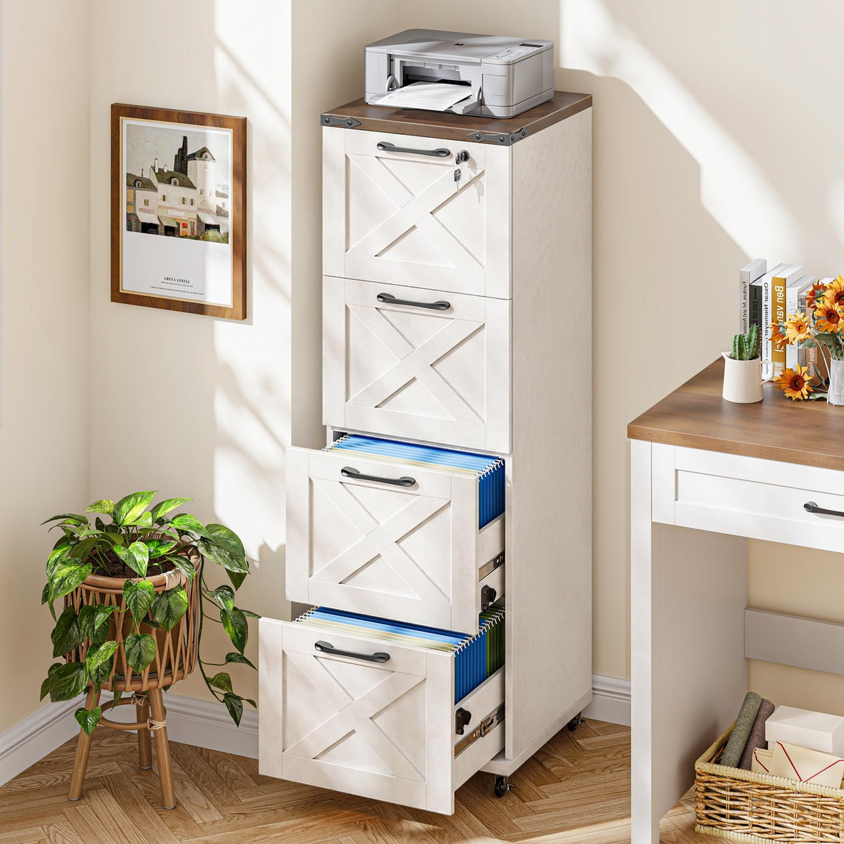 White 4 Drawer Filing Cabinet P110