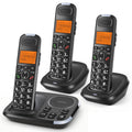 Black Cordless Phone System with Answering Machine, 3 Handsets C7163