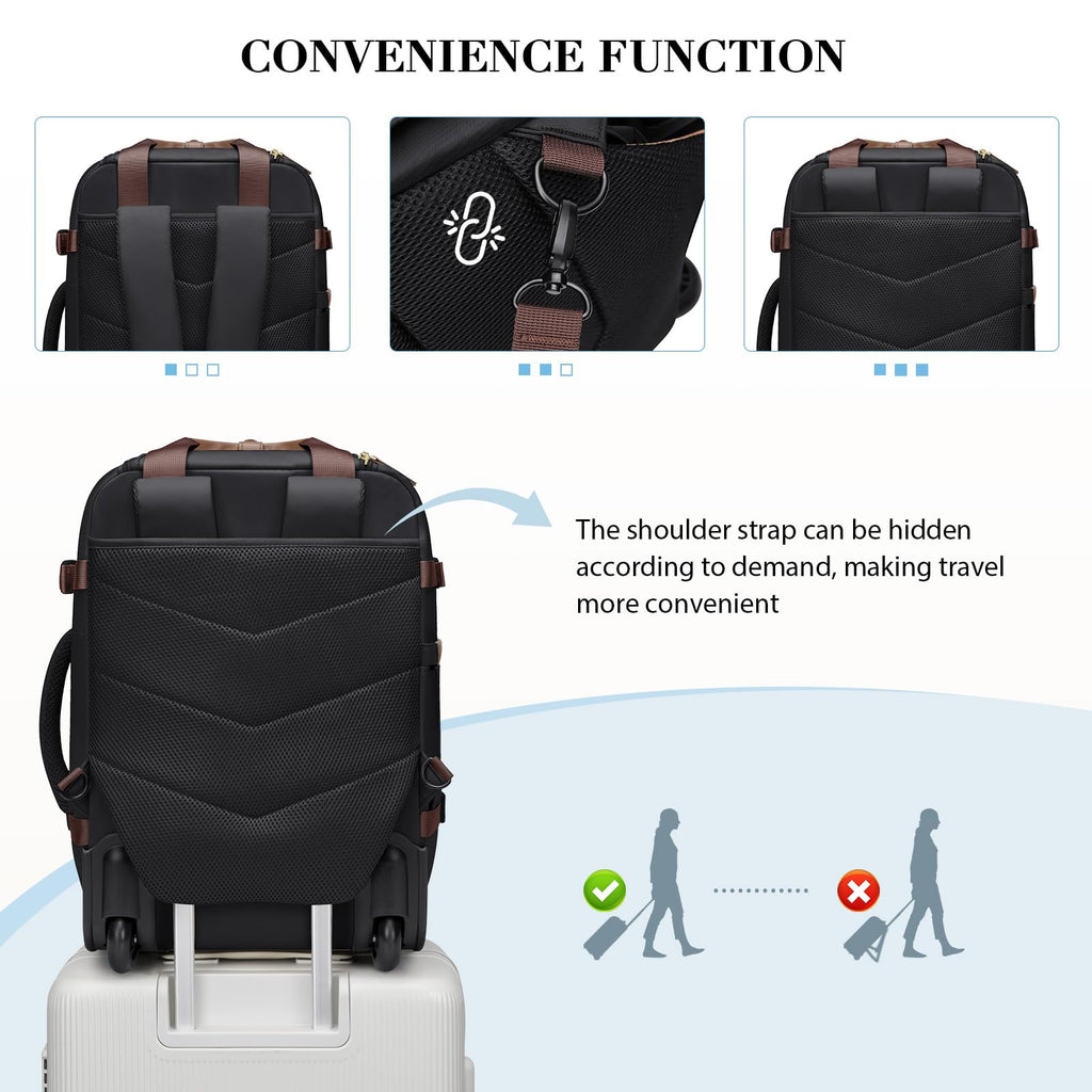 Black Rolling Laptop Backpack with Wheels K44070