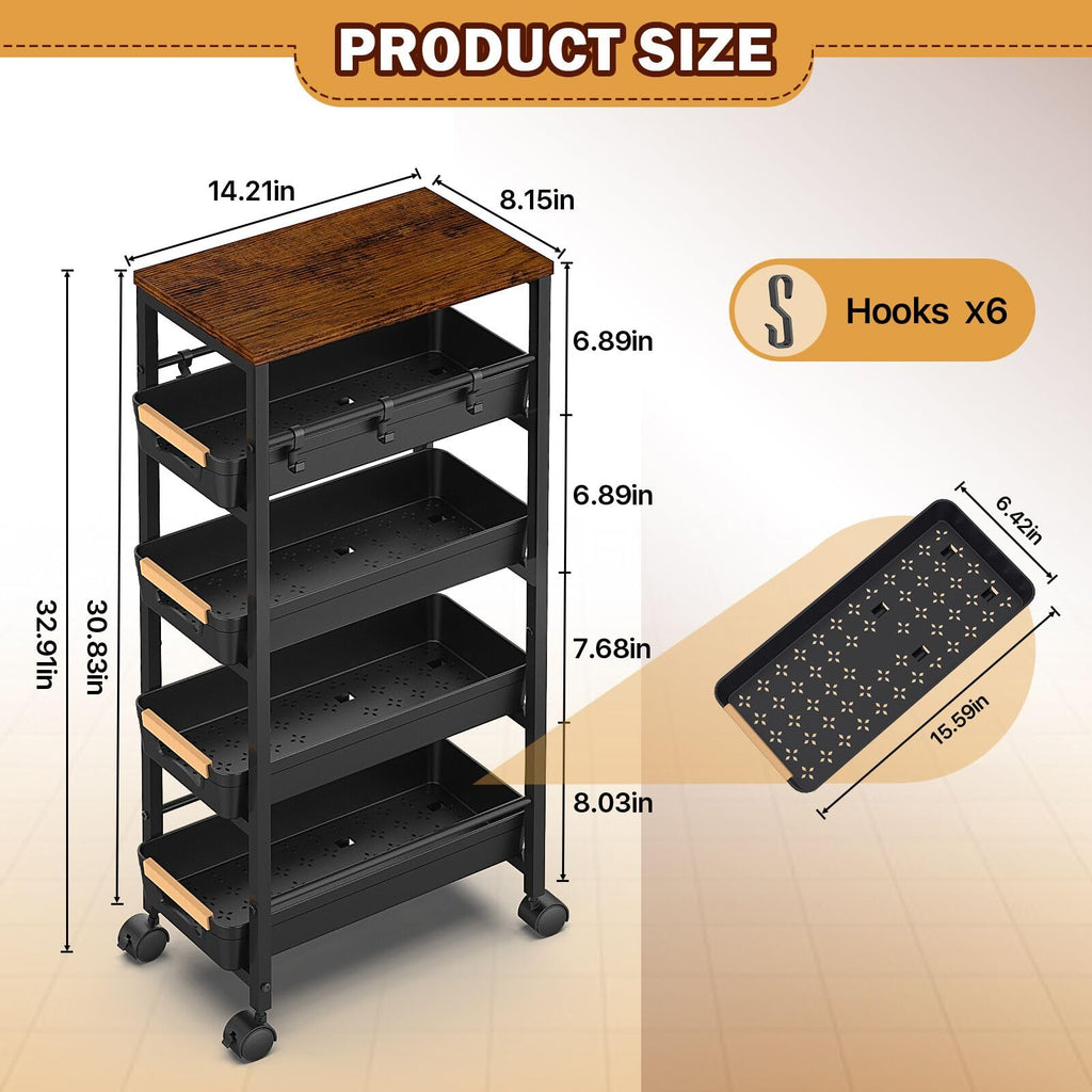 Slim Storage Cart with Wheels C4100