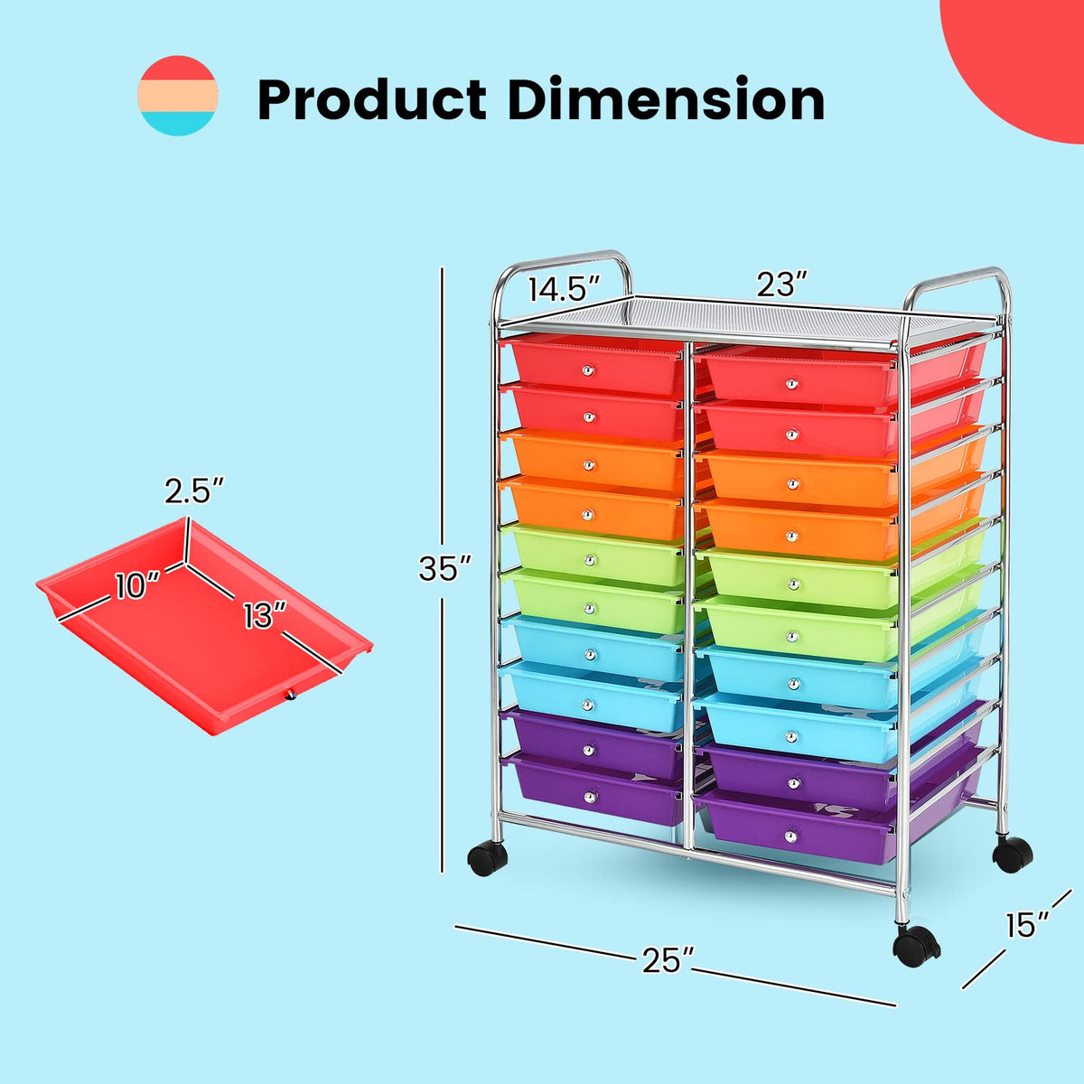 12 Drawer Rolling Storage Cart M2663