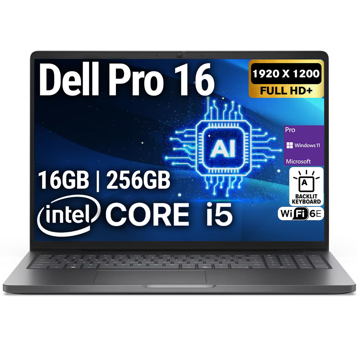 16" FHD+ Business Laptop, Intel 10 Core i5-120U, 16GB DDR5 RAM, 256GB SSD W941857
