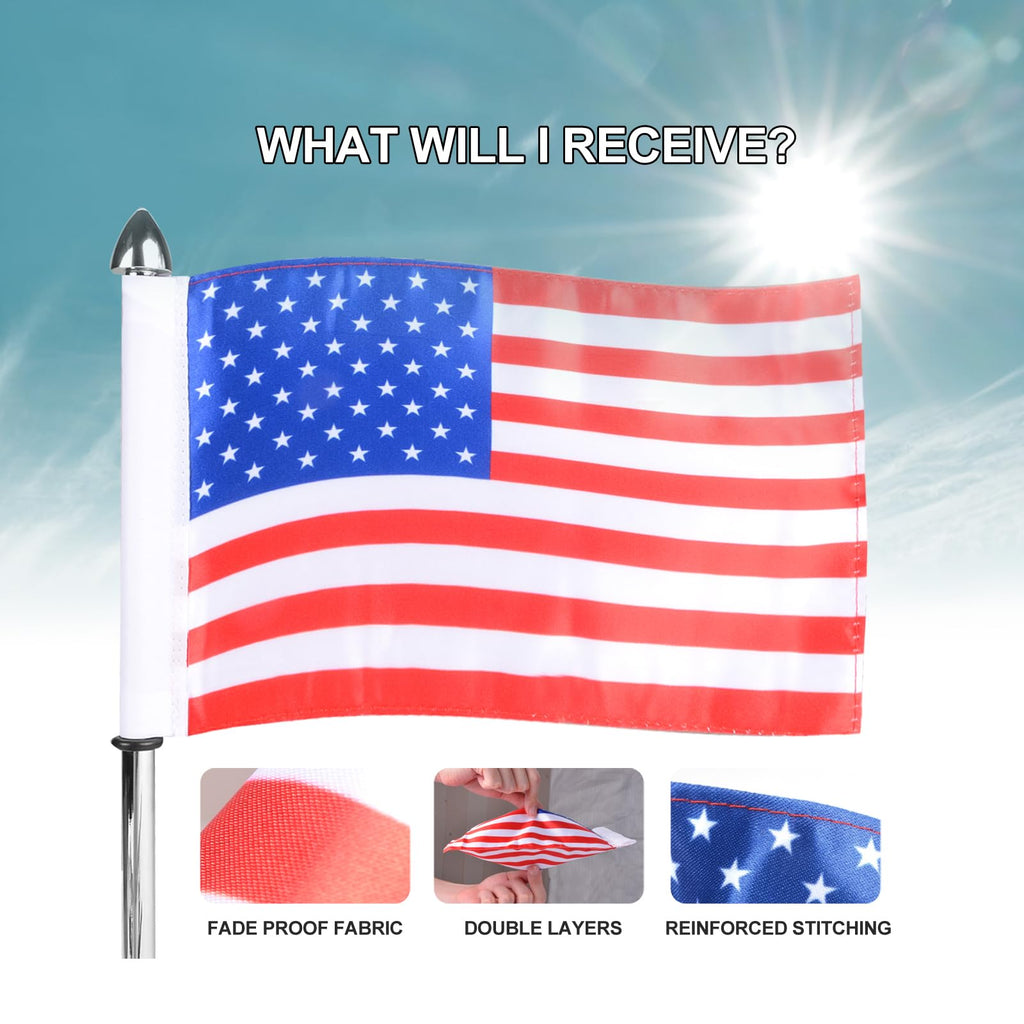 2 Pack Stainless Steel Flag Pole Mount Kit with 6pcs Flags Y39248