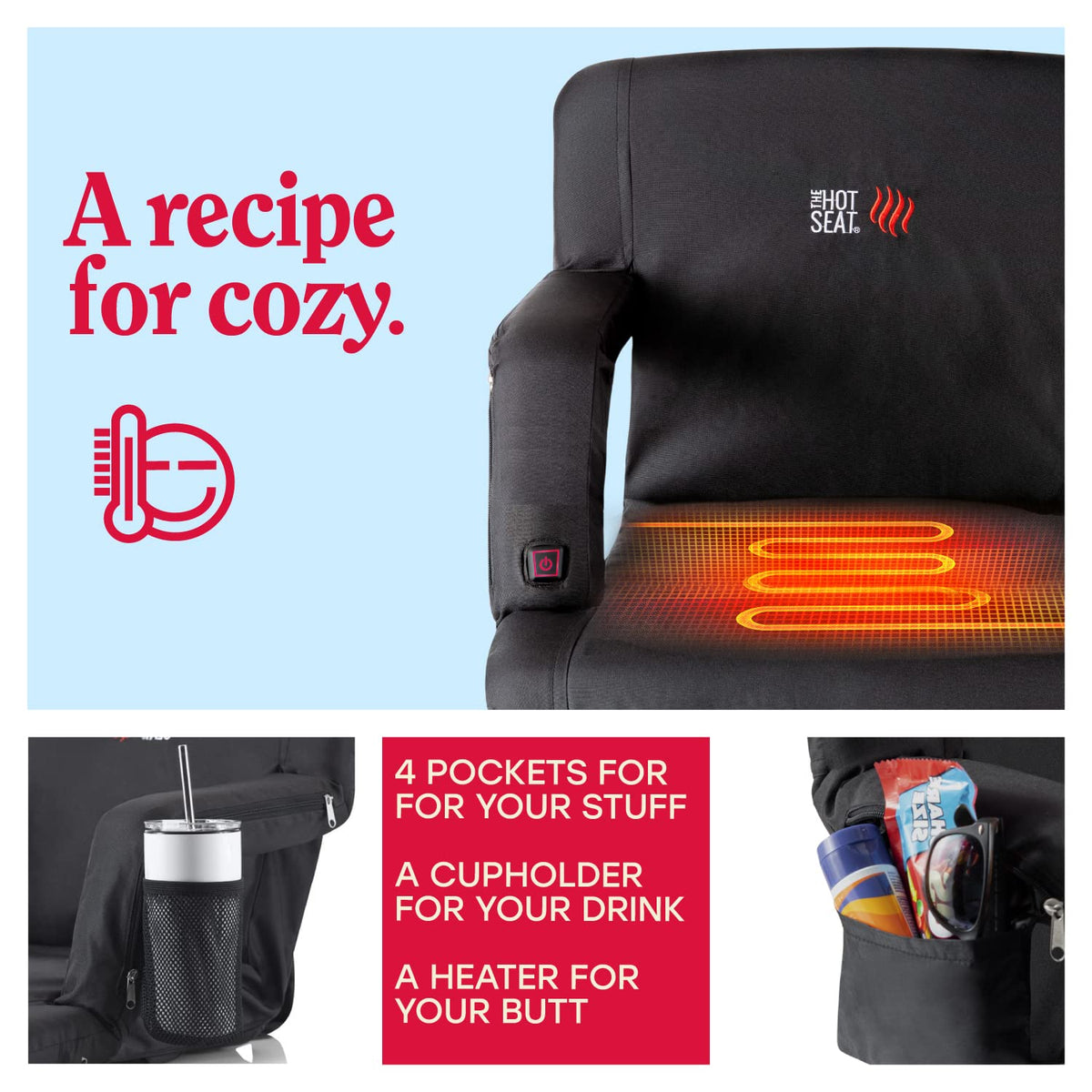 Portable Heated Stadium Seat for Bleachers O120