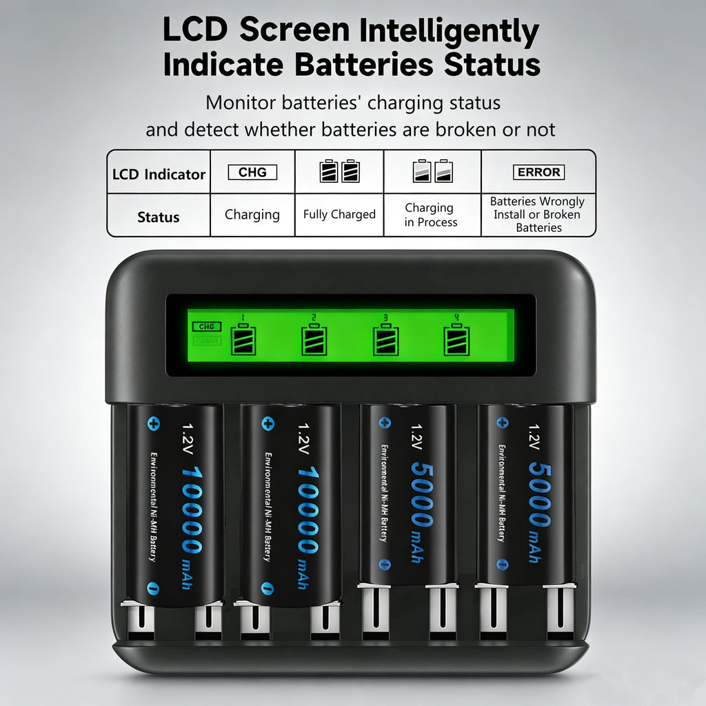 4 Pack Rechargeable D Batteries with Charger W71414