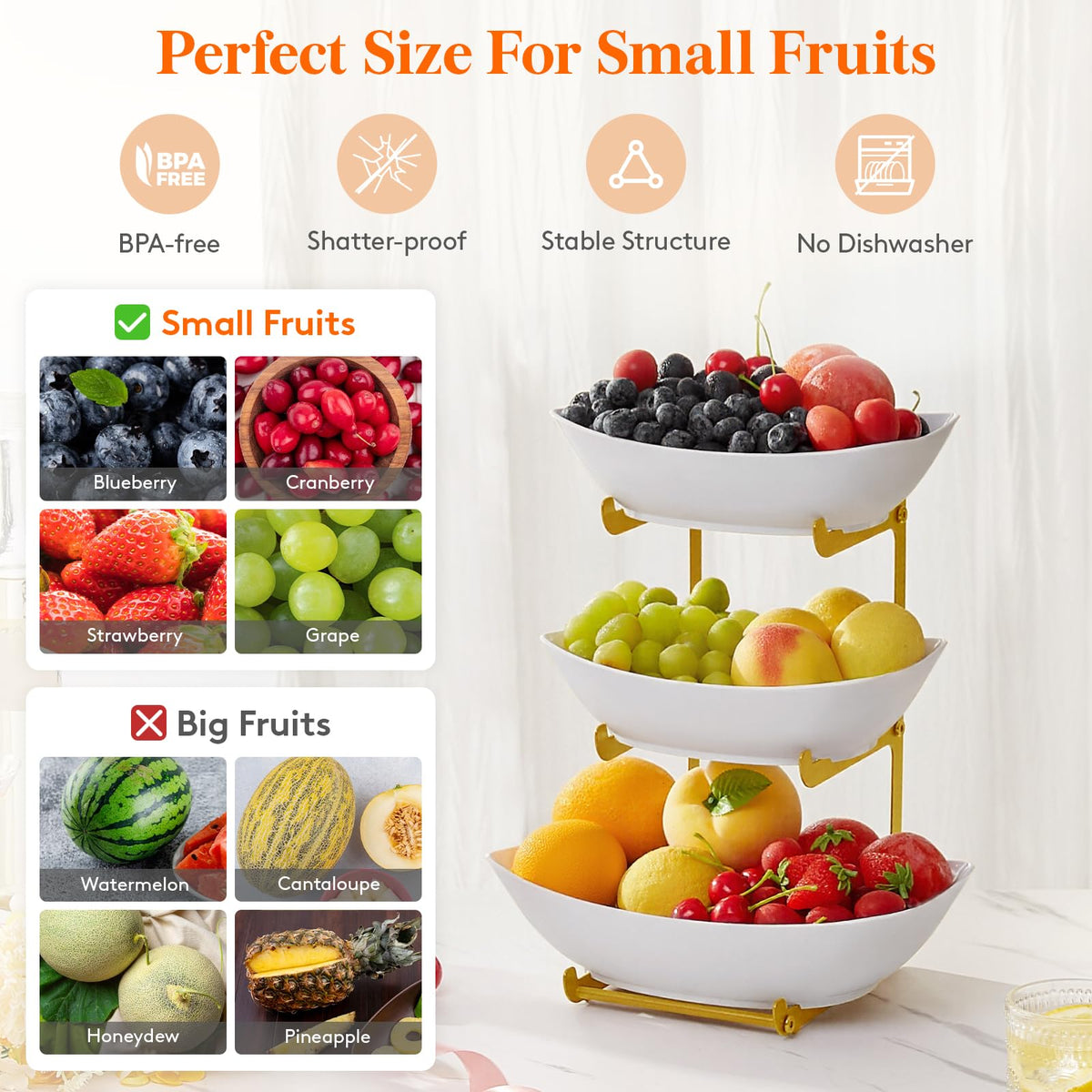 3 Tier Plastic Fruit Bowl V501
