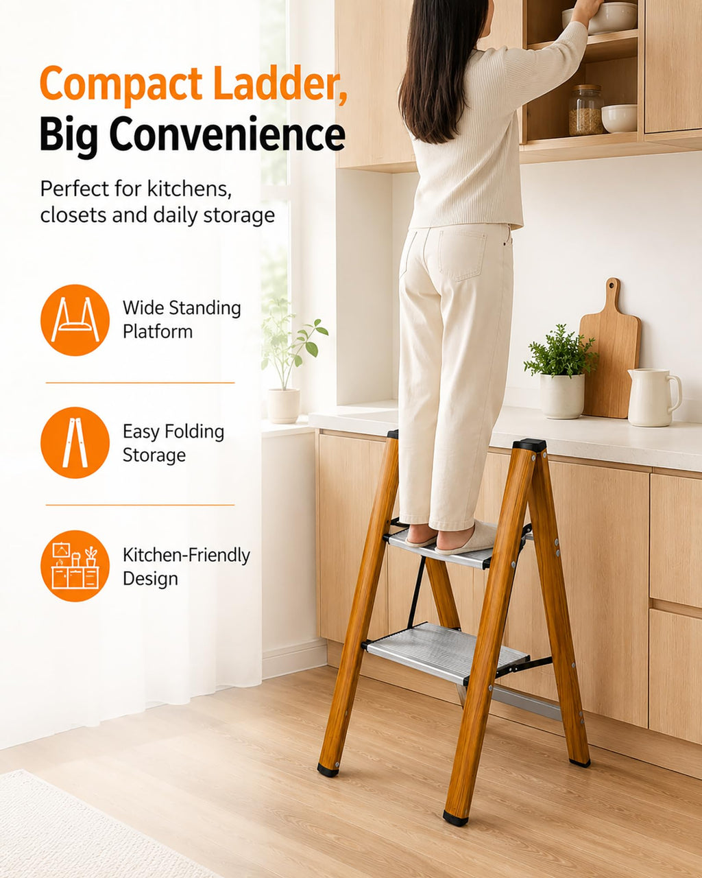 2 Step Lightweight Aluminum Folding Step Stool V7872