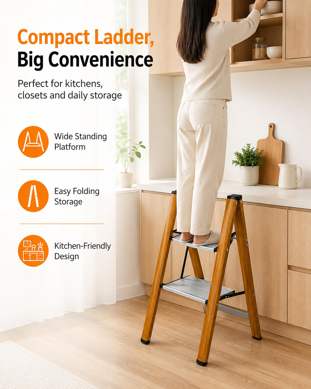 2 Step Lightweight Aluminum Folding Step Stool V7872