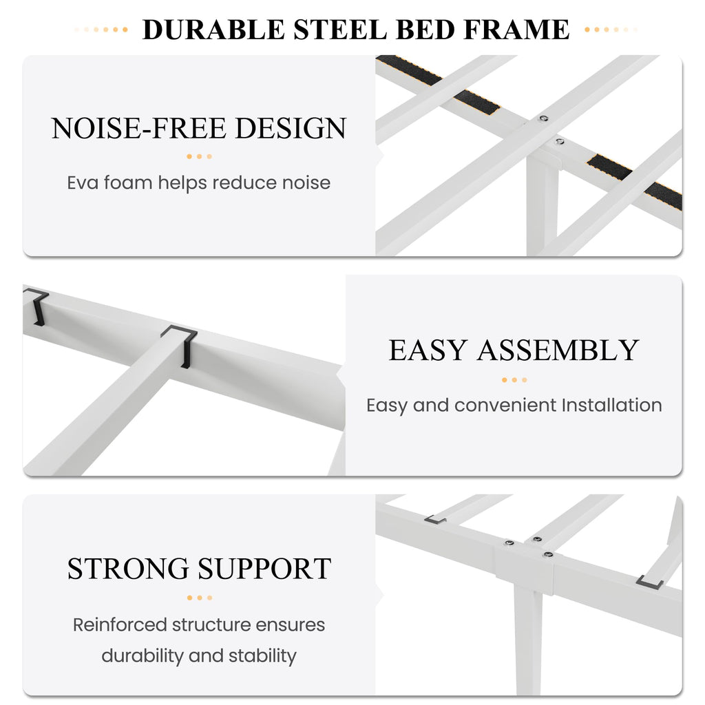 Full Size White Metal Bed Frame with Headboard N158311