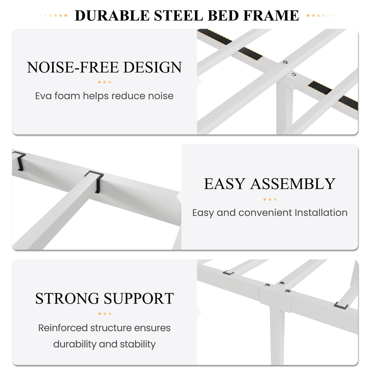 Full Size White Metal Bed Frame with Headboard N158311
