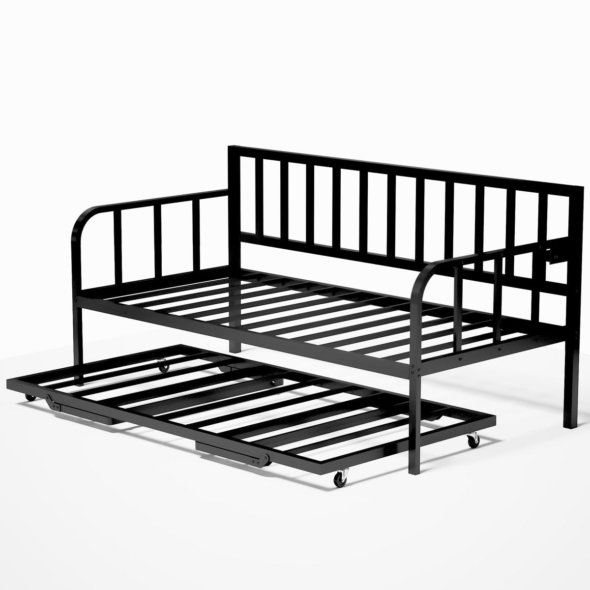 Black Twin to King Metal Daybed with Pop Up Trundle E472682