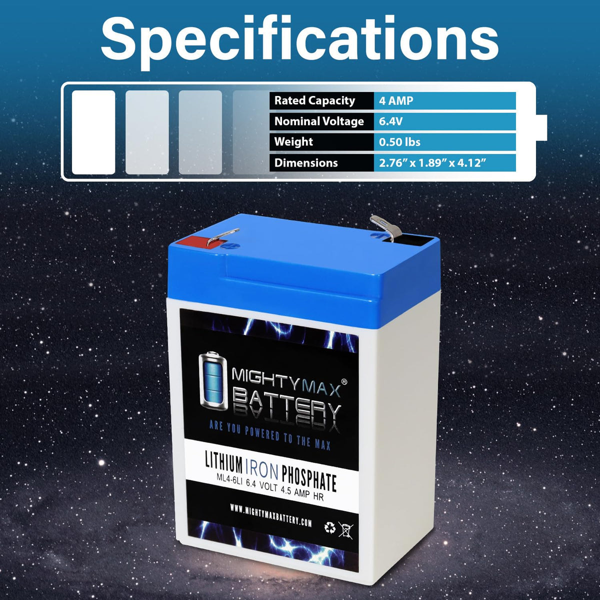 6V 4.5AH Lithium Replacement Battery H12198