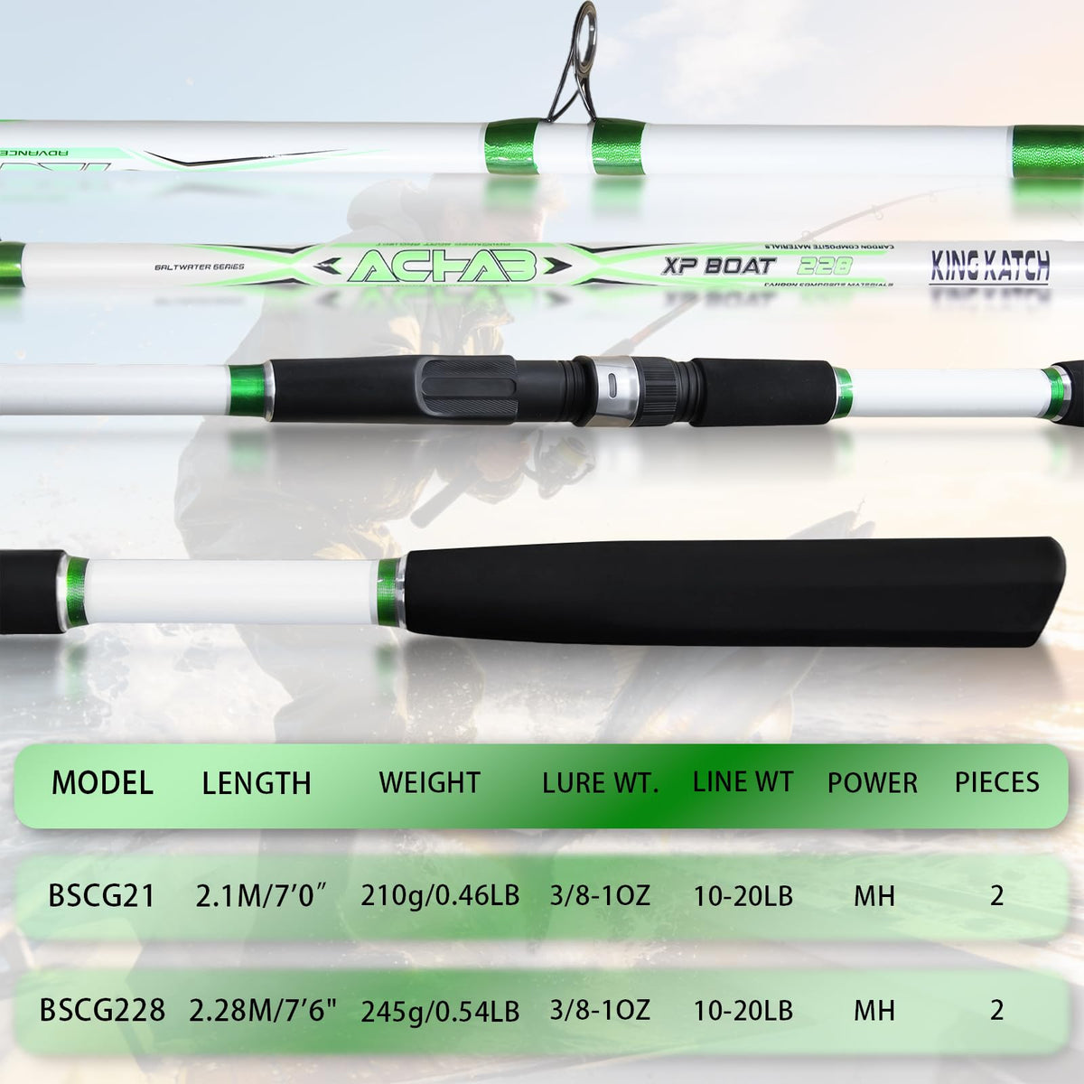 7' Medium Heavy Carbon Graphite Fiberglass Spinning Fishing Rod I140