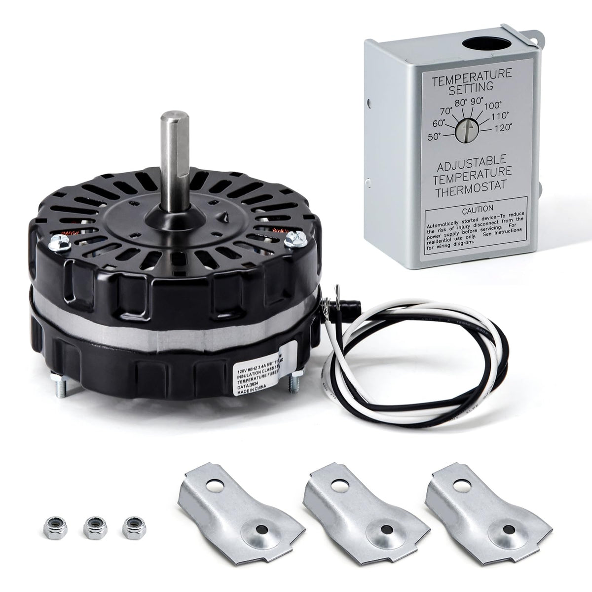 Power Vent Attic Fan Motor & Adjustable Thermostat Switch Kit C23470