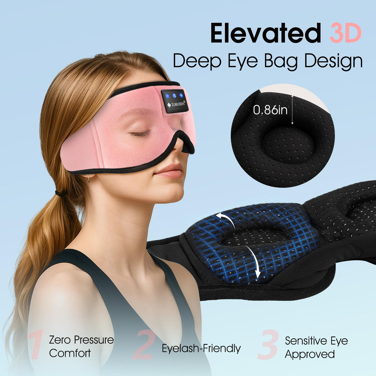 Bluetooth Sleep Headphones 3D Wireless Music Eye Mask R250