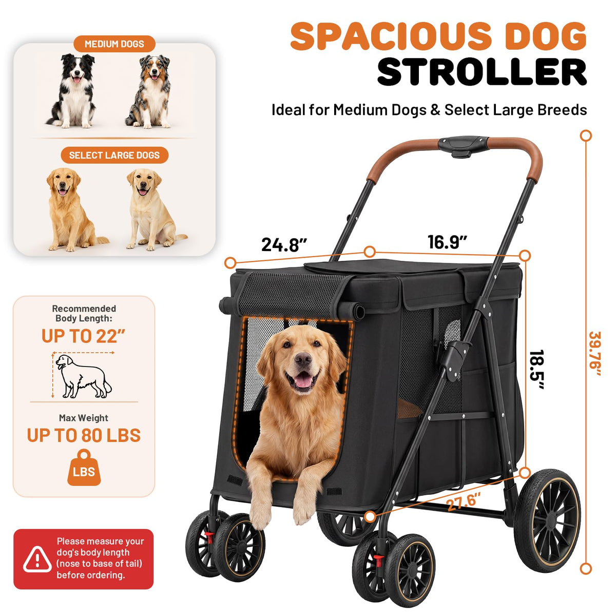 Foldable Pet Stroller up to 80 lbs with All-Terrain Wheels V518317