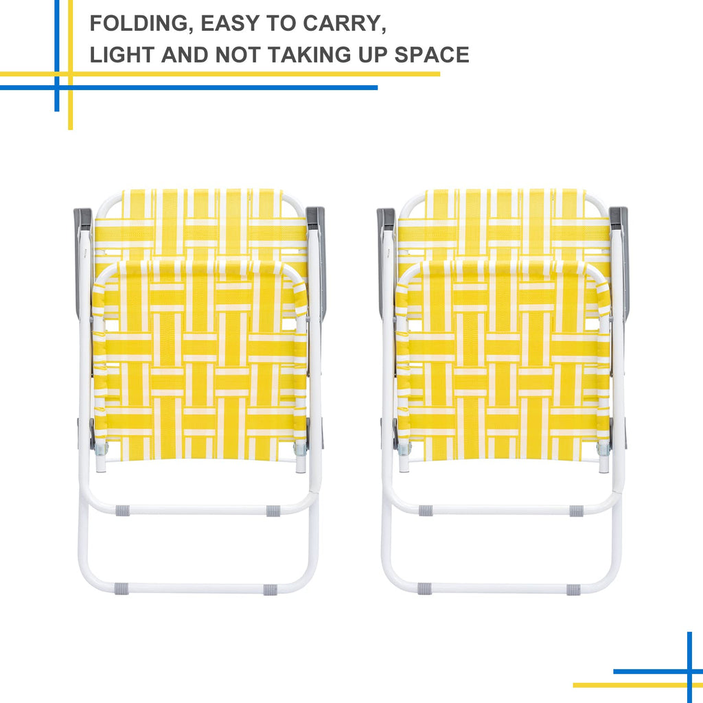 Yellow Striped Webbed Lawn Chairs Set of 2 N3381