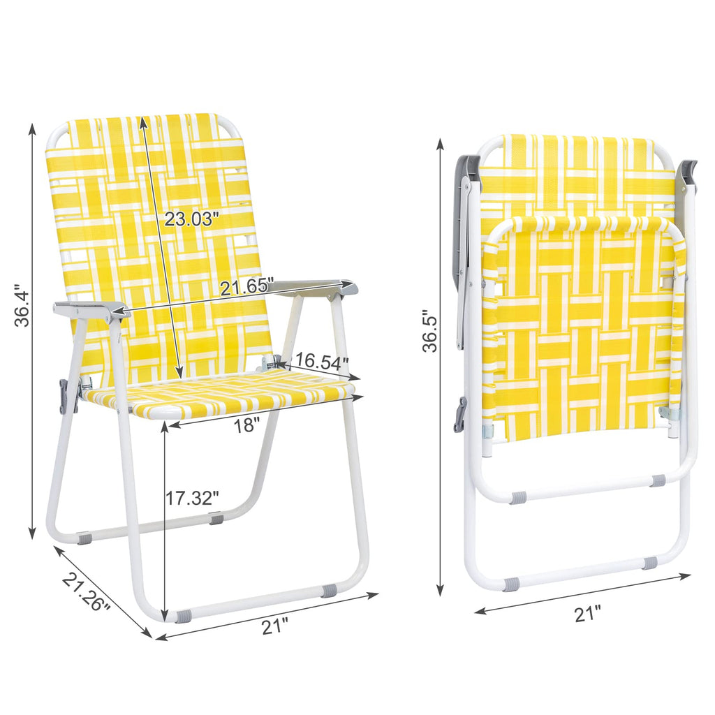 Yellow Striped Webbed Lawn Chairs Set of 2 N3381