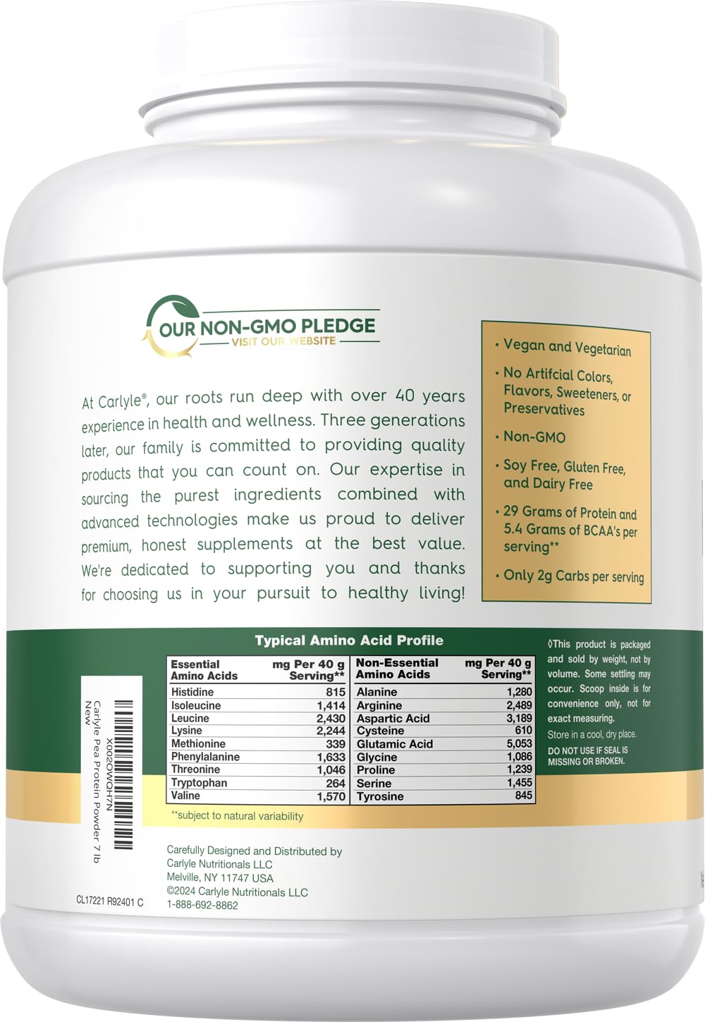 Pea Protein Isolate Powder 7lb Unflavored C356