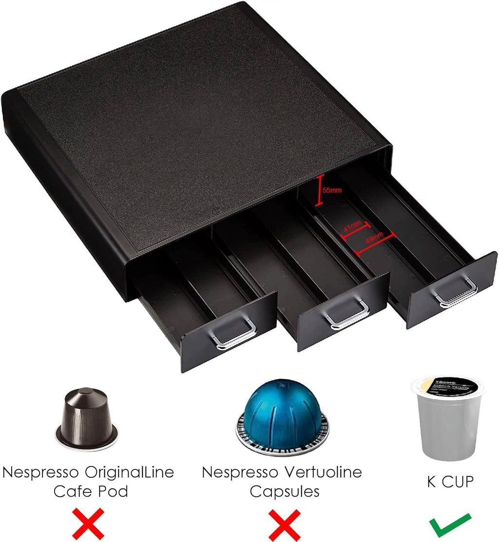 Black 36 Pod Capacity 3 Drawer Coffee Pod Storage Drawer Z382