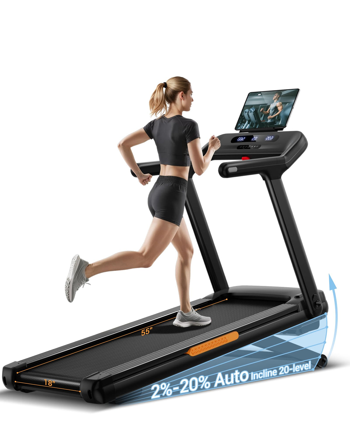 Heavy Duty Treadmill with 20% Auto Incline 4.0HP 400 LBS Capacity Y8848