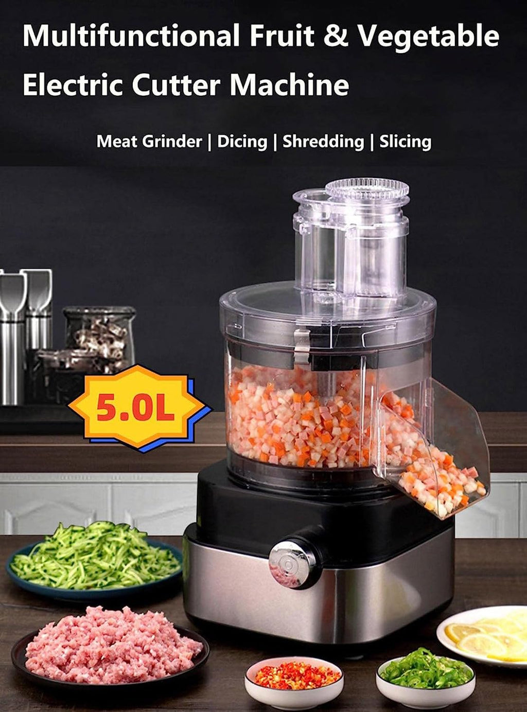 600W 4 in 1 Electric Vegetable Dicer with Dicing Molds J838811