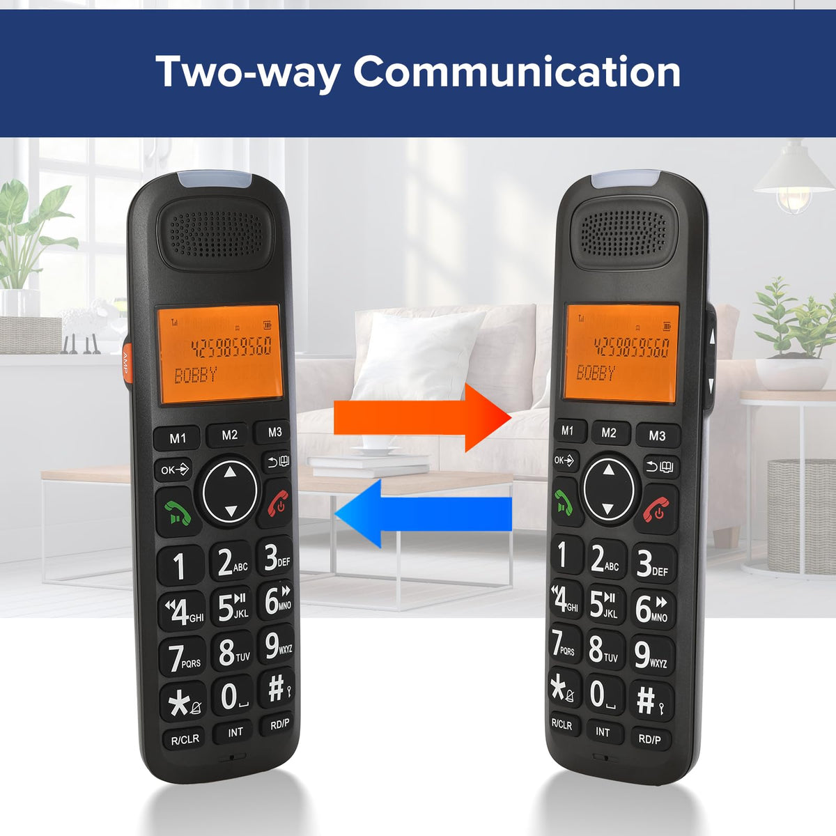 Black Cordless Phone System with Answering Machine, 3 Handsets C7163