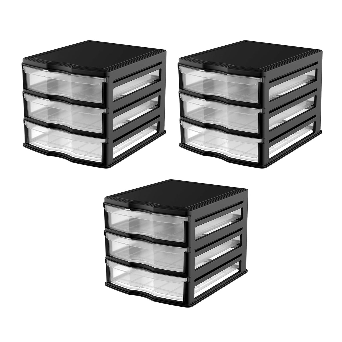 3 Pack 3 Drawer White Stackable Storage Organizer E513388