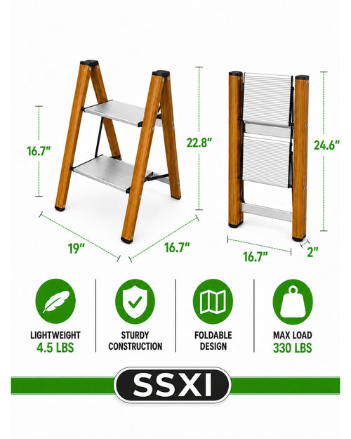 2 Step Lightweight Aluminum Folding Step Stool V7872