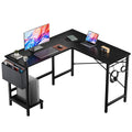 L Shaped Computer Corner Desk with PC Stand, Black W93659