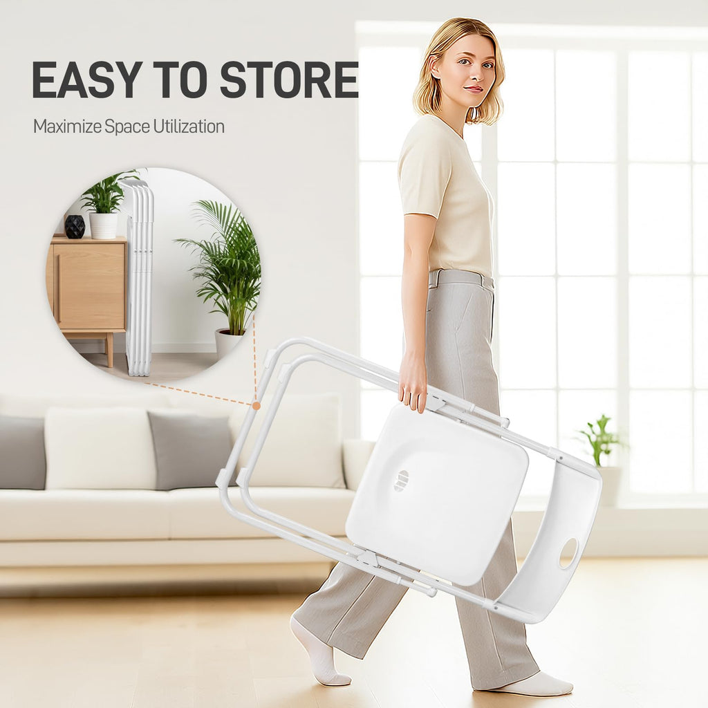 Folding Chairs Set of 10 White Plastic G36610